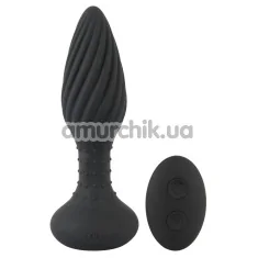 Анальна пробка з вібрацією ребриста Anos Finest Butt Plug Wear, чорна - Фото №1