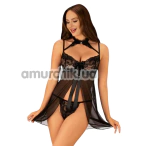 Комплект JSY Sexy Lingerie JS228165, чорний: пеньюар + трусики-стрінги - Фото №1