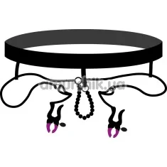 Трусики-стринги с зажимами для половых губ Bad Kitty Naughty Toys Pearl String with Silicone Clamps - Фото №1