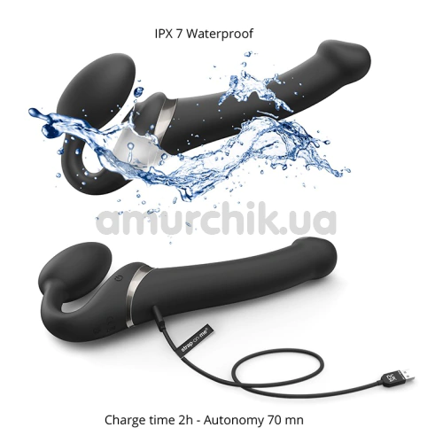 Безремневой страпон с вибрацией Strap-On-Me Multi Orgasm Bendable Strap-On L, черный