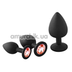 Набор анальных пробок с оранжевым кристаллом Fantasstic Anal Training Kit, черный - Фото №1