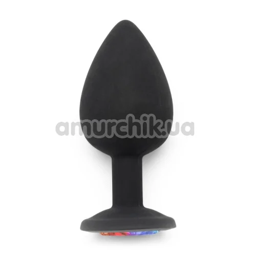 Анальная пробка с радужным кристаллом Anal Play Rainbow Booty Jewel Large, черная