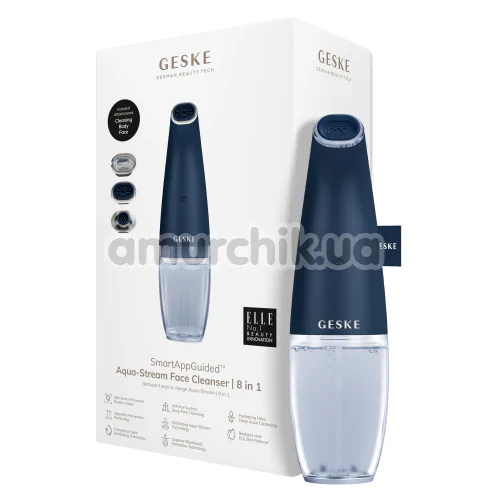 Устройство для очищения кожи лица Geske Aqua-Stream Face Cleanser 8 in 1, темно-синее