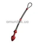 Эрекционное кольцо с анальной пробкой Malesation Cock-Grip mit Alu-Plug klein, красное - Фото №1