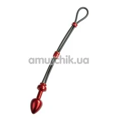 Эрекционное кольцо с анальной пробкой Malesation Cock-Grip mit Alu-Plug klein, красное - Фото №1