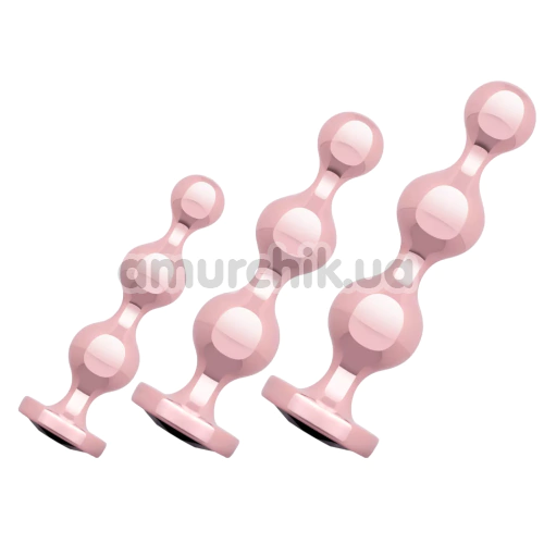 Набор анальных пробок Rosy Gold Nouveau Metal Butt Plug Set 3 Pieces, розовый