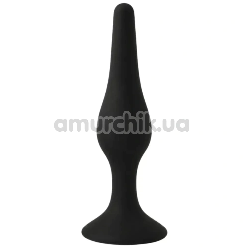 Анальна пробка Alume Silicone Slim Tip Anal Plug M, чорна - Фото №1