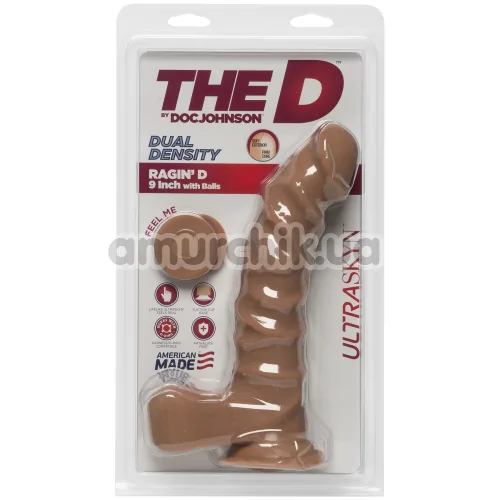 Фаллоимитатор The D Dual Density Ragin D 9 Inch With Balls, коричневый