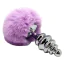 Анальная пробка с фиолетовым хвостиком Alive Anal Pleasure Metal Anal Fluffy Twist Plug L, серебряная - Фото №2