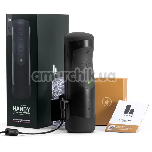 Інтерактивний мастурбатор з поштовхами The Handy Interactive Stroker, чорний