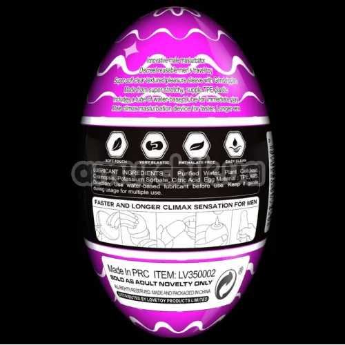Мастурбатор Lovetoy Giant Egg Grind Ripples Edition, прозрачный