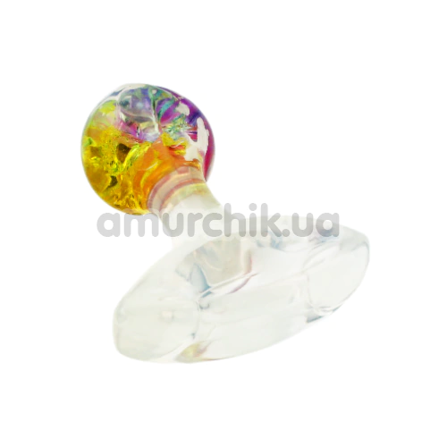 Анальная пробка Crystal Oval Base Butt Plug Small, разноцветная