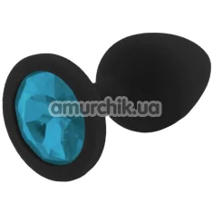 Анальная пробка с голубым кристаллом RelaXxxx Silicone Plug Medium, черная - Фото №1