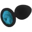 Анальна пробка з блакитним кристалом RelaXxxx Silicone Plug Medium, чорна - Фото №1