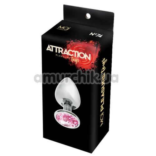 Анальна пробка з рожевим кристалом Mai Attraction Pleasure Toys L №74, срібна