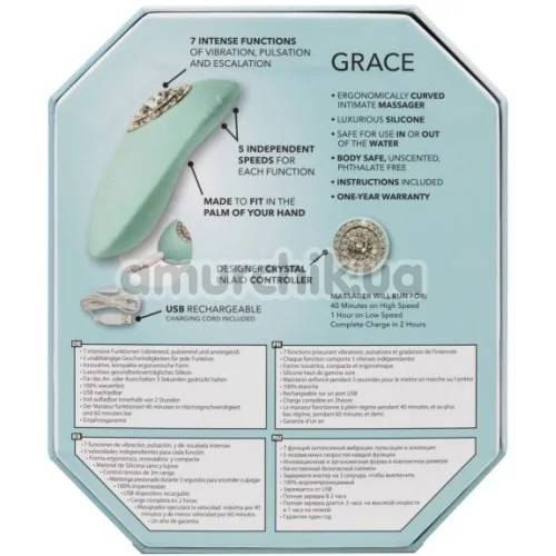 Клиторальный вибратор Pave Grace, бирюзовый
