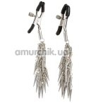Затискачі для сосків з шипами DS Fetish Nipple Clamps, срібні - Фото №1