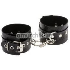 Наручники sLash Leather Double Fix Hand Cuffs, чорні - Фото №1