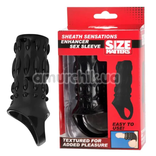 Насадка на пеніс Size Matters Sheath Sensations Enhancer Sex Sleeve, чорна