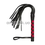 Плеть VIP Leather Flogger, черно-красная - Фото №1