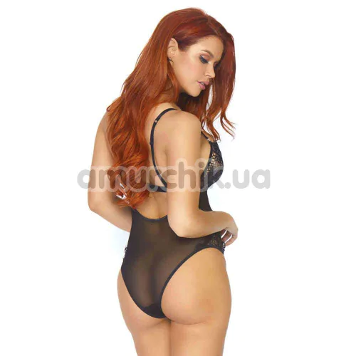 Боди Leg Avenue Lace And Sheer Mesh Teddy, черное