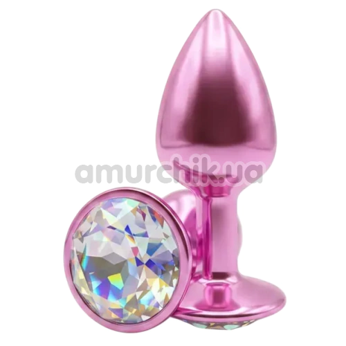 Анальна пробка з райдужним кристалом Alume Metal Plug S, рожева