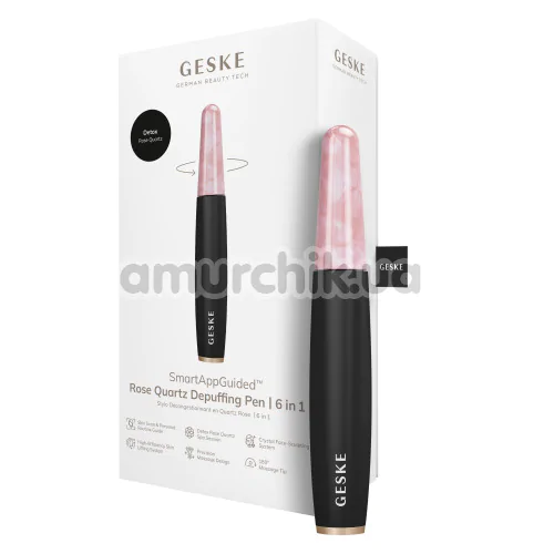 Ручка-масажер для обличчя Geske Rose Quartz Depuffing Pen 6 in 1, темно-сірий