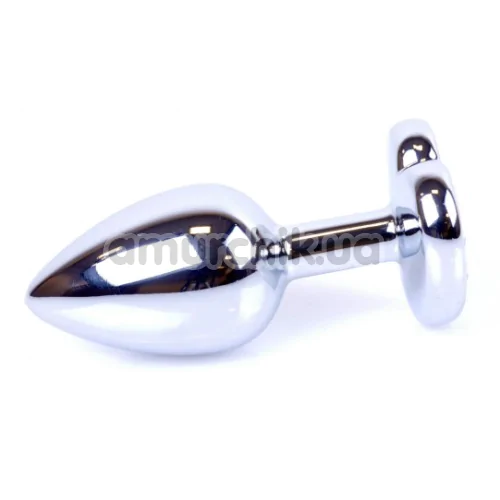 Анальна пробка зі світло-рожевим кристалом Exclusivity Jewellery Silver Heart Plug, срібна