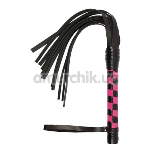 Плеть VIP Leather Flogger, черно-розовая