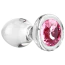 Анальна пробка з рожевим кристалом Adam & Eve Pink Gem Glass Plug Medium, прозора - Фото №1