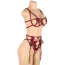 Комплект Star Night Summer Garden Lingerie Set, бордовый: бюстгальтер + трусики-стринги + пояс для чулок - Фото №4