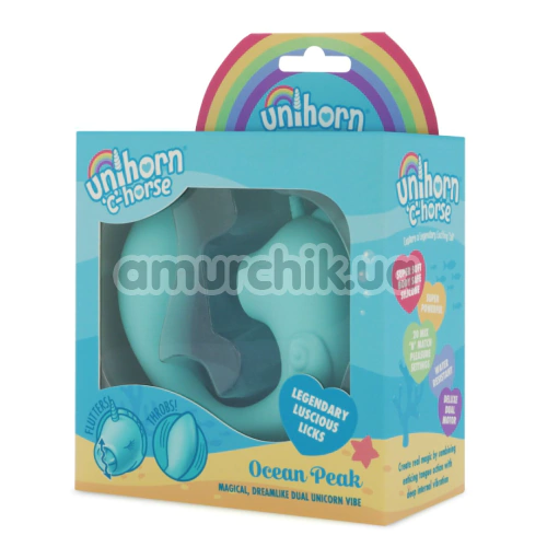 Вібратор з рухомим язичком Unihorn C-Horse Ocean Peak, блакитний