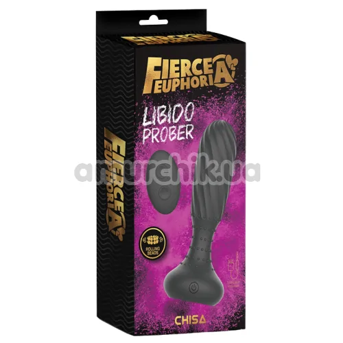 Анальная пробка с вибрацией и ротацией Fierce Euphoria Libido Prober, черная
