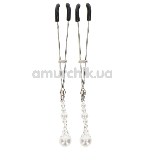 Затискачі для сосків Taboom Tweezers With Pearls, срібні - Фото №1