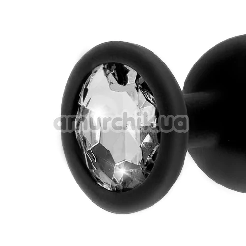 Анальная пробка с прозрачным кристаллом Anal Play Diamond Booty Jewel Medium, черная
