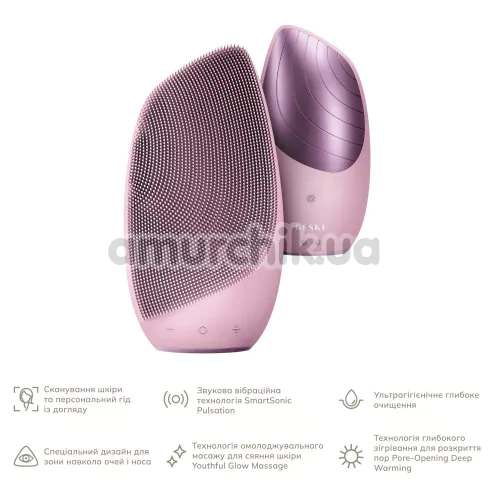 Ультразвуковая щетка для лица Geske Sonic Thermo Facial Brush 6 in 1, светло-розовая