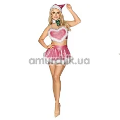 Костюм новорічний JSY Sexy Lingerie рожевий: топ + спідничка + чокер - Фото №1