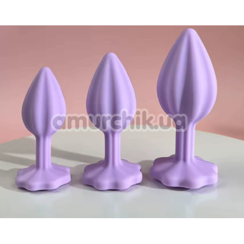 Набор анальных пробок с фиолетовым кристаллом Alume Silicone Plug, фиолетовый