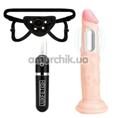 Страпон з вібрацією Lux Fetish 6.5 Realistic Vibrating Dildo, тілесний - Фото №1