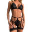 Комплект Star Night Bra Garter Belt, черный: бюстгальтер + трусики с гартерами - Фото №4