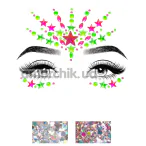 Прикраса для обличчя Leg Avenue Vibe Jewels Sticker & Body Glitter, мультикольорове - Фото №1