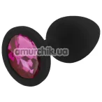 Анальна пробка з рожевим кристалом RelaXxxx Silicone Plug Medium, чорна - Фото №1