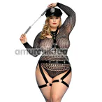 Костюм полицейской JSY Sexy Lingerie 8376, черный: боди + гартеры + портупея + фуражка + нунчаки - Фото №1