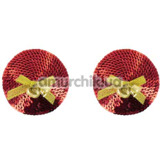 Украшения для сосков с золотистыми бантиками Paris Hollywood Self-Adhesive Pasties, красные - Фото №1