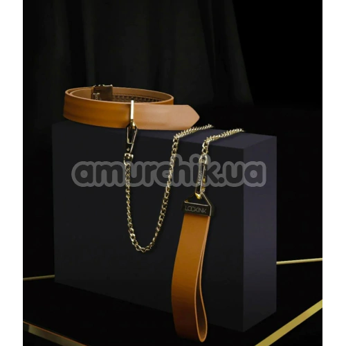 Ошейник с поводком Lockink Tied Collar With Leash Set, коричневый