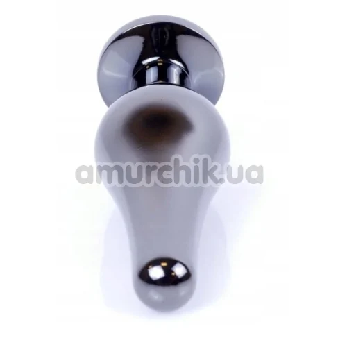 Анальна пробка з рожевим кристалом Boss Series Exclusivity Jewellery Dark Silver Plug, срібна