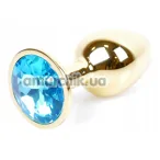 Анальная пробка с голубым кристаллом Exclusivity Jewellery Gold Plug, золотая - Фото №1