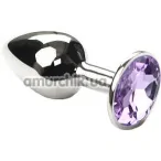 Анальная пробка с пурпурным кристаллом SWAROVSKI Silver Ametrine Small, серебряная - Фото №1