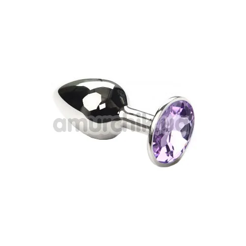 Анальная пробка с пурпурным кристаллом SWAROVSKI Silver Ametrine Small, серебряная