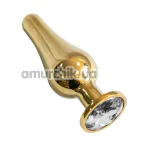 Анальна пробка з прозорим кристалом SWAROVSKI Long Gold White Diamond Small, золота - Фото №1